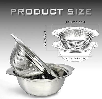 2 PCS Stainless Steel Colander, 3.5 QT 18/8 Stainless Steel Strainer, Colander - Image 2