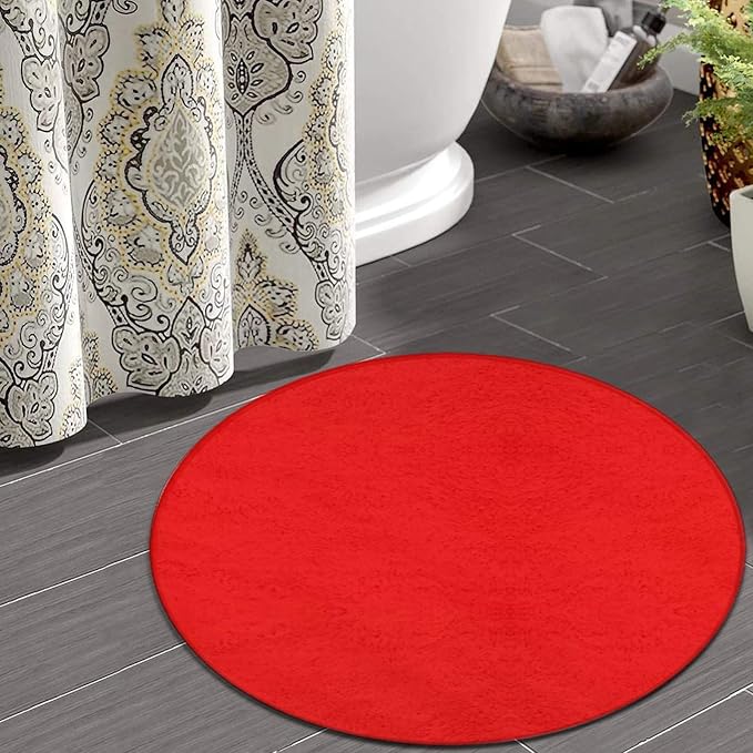 Machine Washable Modern Round Area Rug, Room Sofa Yoga Soft Round Carpet - Image 4