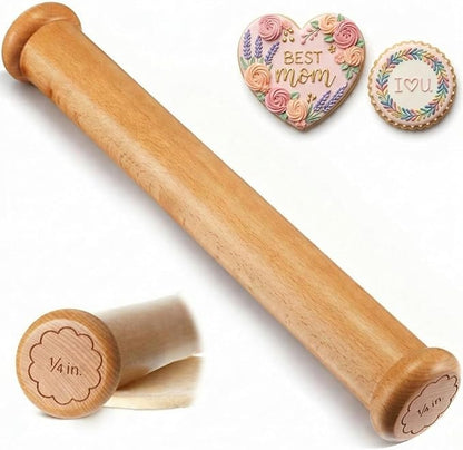 Chengu Wooden Cookie Rolling Pin 1/4-in. Fixed Depth Rolling Pins by CHENGU