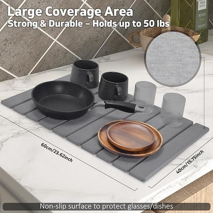 Large Stone Dish Drying Mats for Kitchen Counter, Eco-Friendly Absorbent - Image 4