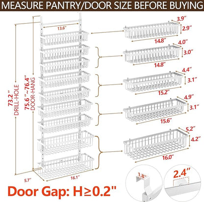 POKIPO 9 Tier Over The Door Pantry Organizer, 2 in 1 Wall Mount or Hanging - Image 9