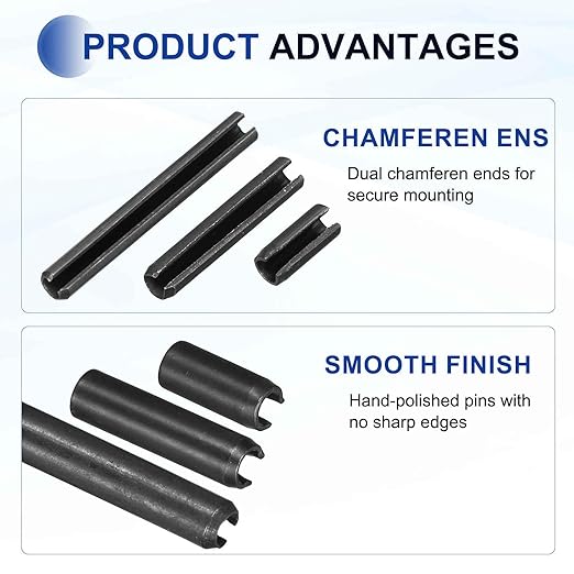 MECCANIXITY 120Pcs Slotted Split Roll Pins 4/25 Inch Dia. 1 Inch Length 65Mn - Image 3