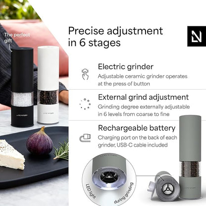 LARS NYSØM Electric Salt and Pepper Grinder Set I Automatic Salt and Pepper - Image 2