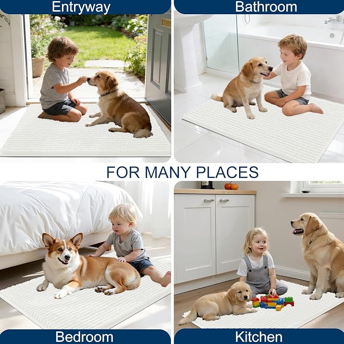 OLANLY Dog Door Mat for Muddy Paws 59x35, Ultra Absorbent Chenille Mud Doormat - Image 8