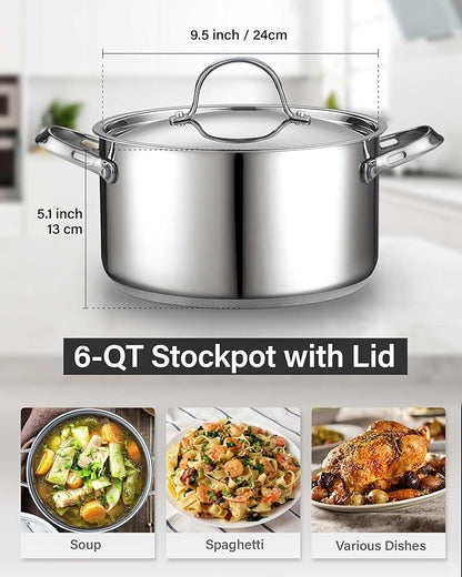 Cooks Standard 18/10 Stainless Steel Stockpot 6-Quart, Classic Deep Cooking Pot - Image 3