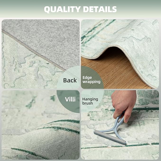Washable Rugs 8x10 Area Rugs for Living Room, Ultra Soft Faux Wool Retro Carpets - Image 2