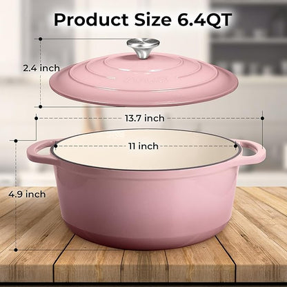 Zulay Kitchen 6 Quart Enameled Cast Iron Dutch Oven Pot - Image 8