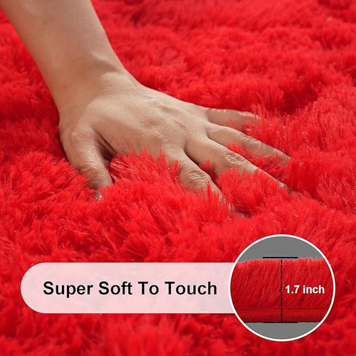 8x10 Area Rugs for Living Room, Large Fluffy Red Rugs for Bedroom, Fuzzy Shag - Image 2