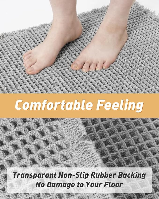 AMOAMI Upgraded Waffle Bath Mat, Super Absorbent Non Slip Bath Mats - Image 4