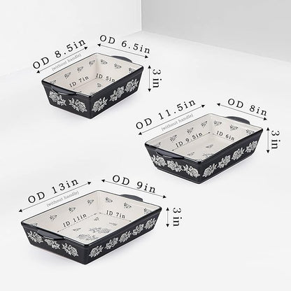 Wisenvoy Baking Dish Ceramic Lasagna Pan Casserole Dish 3-Piece Bakeware Sets - Image 2