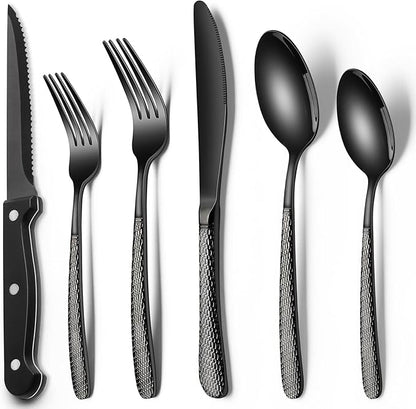 EWFEN 24-Piece Black Silverware Set by EWFEN