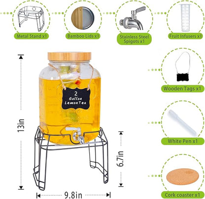 2 Gallon Glass Drink Dispenser - Image 2