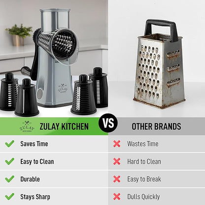 Zulay Kitchen Rotary Cheese Grater 5 Blade Cheese Shredder - Image 2
