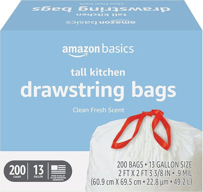 Amazon Basics Scented Trash Bags, Tall Kitchen Drawstring, Clean Fresh Scent by AmazonBasics