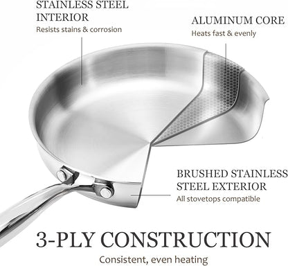 CAROTE 21pcs Tri-Ply Stainless Steel Cookware Set, Pots and Pans Set, Non Toxic - Image 3