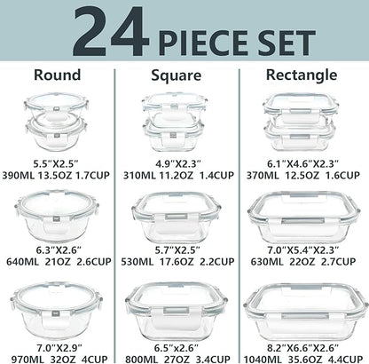 12 Pack Glass Lunch Meal Prep Containers - Image 2