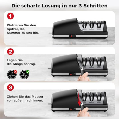 Professional Electric Knife Sharpener, 3-Stage Diamond Abrasive Sharpening - Image 6
