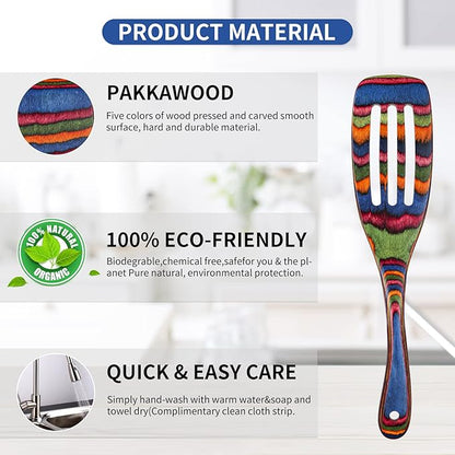 Spurtle Set, Wooden Utensils for Cooking, WOSPONFAN Kitchen Utensils Set - Image 4