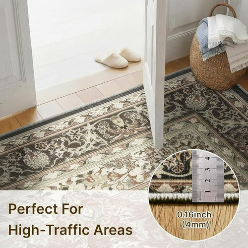 3x5 Area Rug for Living Room-Vintage Farmhouse Boho Floral Neutral Washable - Image 2
