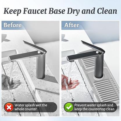 PoYang 17.7 inch Faucet Mat for Kitchen Sink Splash Guard, 7° Slope Silicone - Image 7