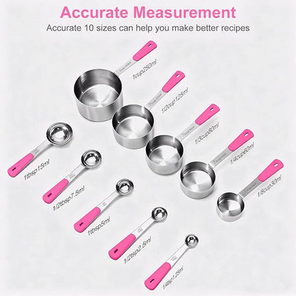 Bopei Measuring Cups and Spoons Set Stainless Steel 10 Piece - Image 2