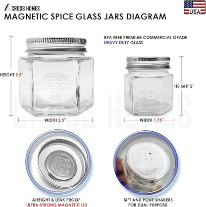 Magnetic Spice Jars Combo Pack 29 Pack Refrigerator Hexagon Glass Spice Jar - Image 3