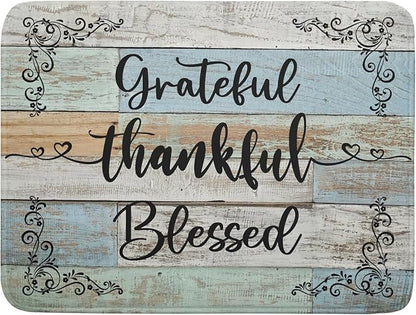 Rustic Wood Dish Drying Mat 18x24 Inch Grateful Thankful Blessed Kitchen by Giwawa