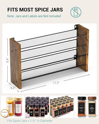 NESAPTO Spice Rack Organizer for Cabinet, Wood 4-Tier Vertical Seasoning - Image 2
