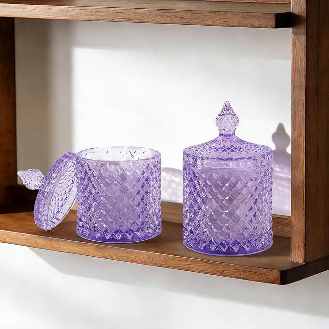 rejomiik 2 Pack Qtip Holder Thick Glass Apothecary Jars - Image 6