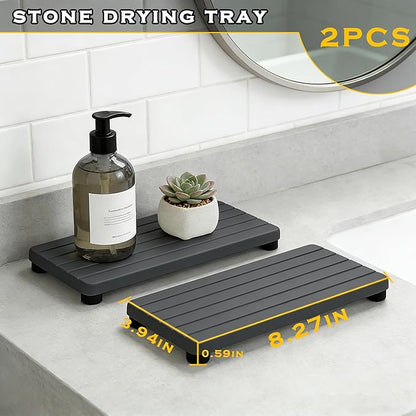 2PCS Stone Drying Tray, Water Absorbing Stone Tray - Image 7