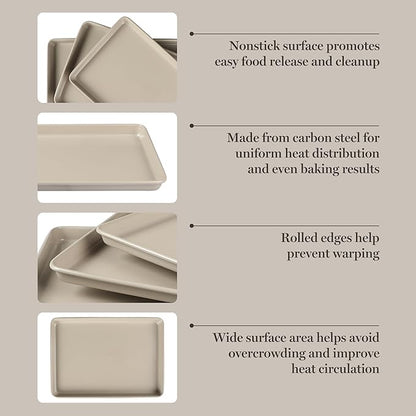 Martha Stewart Gallen 3-Piece Cookie Sheet Set – 13", Ceramic Nonstick - Image 4