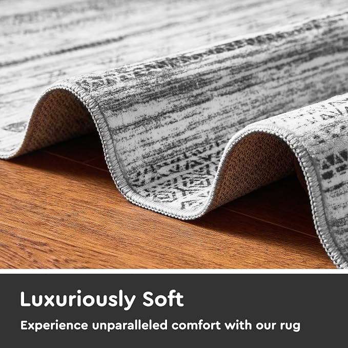 2x8 Runner Rug Machine Washable Non Slip Area Rug Distressed Neutral Moroccan - Image 5