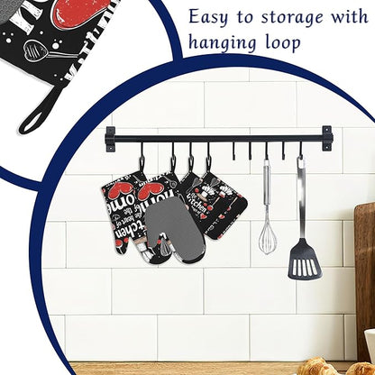 Funny Oven Mitts and Pot Holders Sets of 4 The Kitchen is The Heart of The Home - Image 3