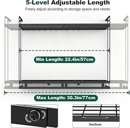 Housolution Pot Rack Wall Mounted, 3 Level Height Adjustable, 2 Tier Heavy Duty - Image 3