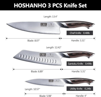 HOSHANHO 3 Pieces Knife Set, Professional Japanese High Carbon Stainless Steel - Image 2