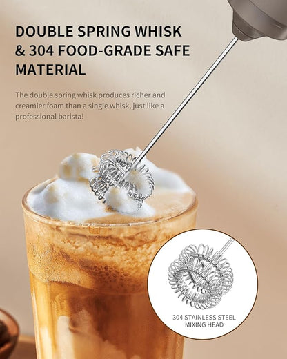 CIRCLE JOY Portable Rechargeable Milk Frother Hanheld, Dual Spring Whisk - Image 4