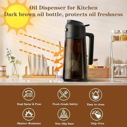 LAKUMIQI 2 in 1 Oil Sprayer for Cooking, 16oz Olive Oil Dispenser Bottle for - Image 3