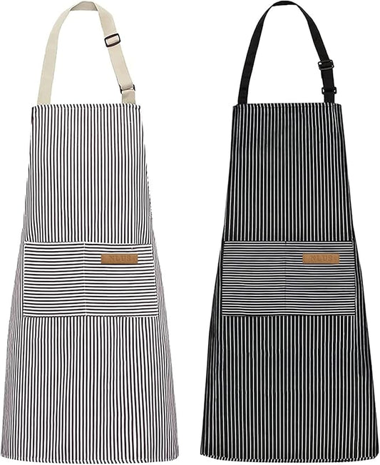 NLUS 2 Pack Kitchen Cooking Aprons, Adjustable Bib Soft Chef Apron by NLUS