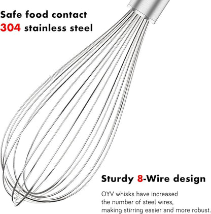 OYV 304 Stainless Steel Whisk Set, Dishwasher Safe Rustproof Metal Whisk - Image 3