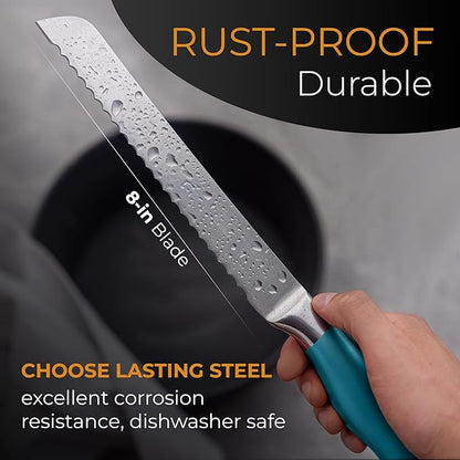 Orblue Serrated Bread Knife Ultra-Sharp Stainless Steel Professional Grade - Image 5