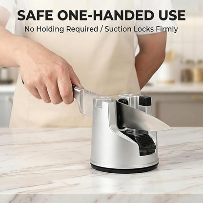 Knife Sharpener for Kitchen Knives, 3-Stage Suction Cup Sharpening Tool for - Image 2
