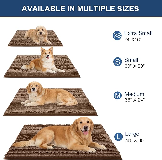 OLANLY Dog Door Mat for Muddy Paws 24x16, Ultra Absorbent Chenille Mud Doormat - Image 2