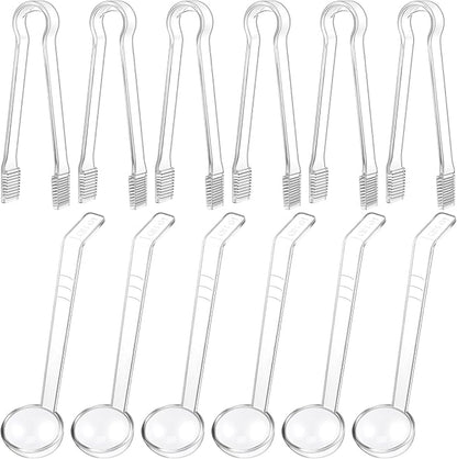 12 Pieces Plastic Serving Utensils Set Including 6 Pcs 1 oz Small Ladle and 6 by Domensi