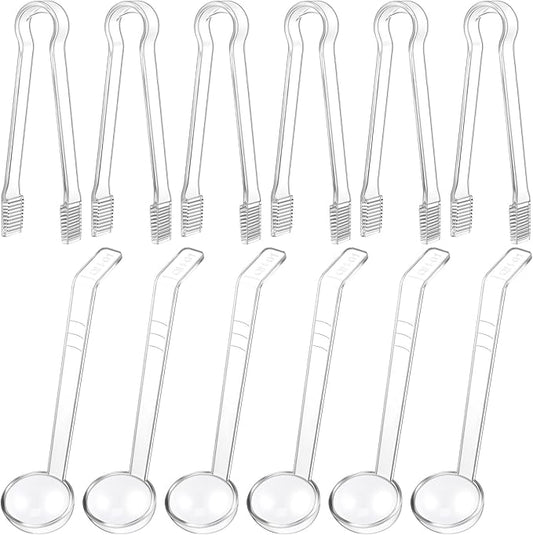 12 Pieces Plastic Serving Utensils Set Including 6 Pcs 1 oz Small Ladle and 6 by Domensi
