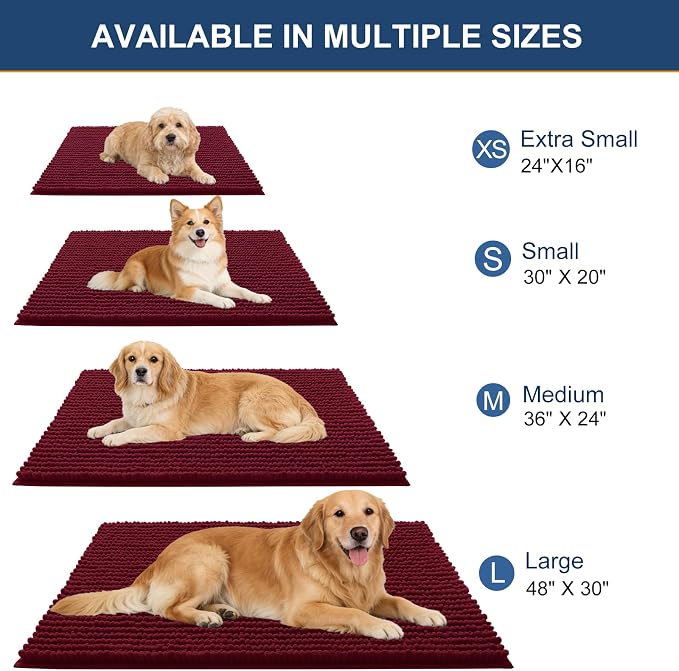 OLANLY Dog Door Mat for Muddy Paws 30x20, Ultra Absorbent Chenille Mud Doormat - Image 2