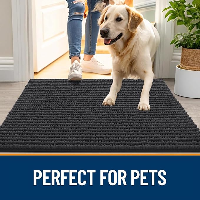 OLANLY Dog Door Mat for Muddy Paws 36x24, Ultra Absorbent Chenille Mud Doormat - Image 6