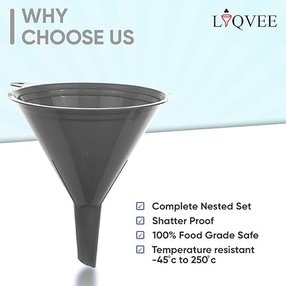 Funnel Gray in 4 Different Sizes Durable & Non-Toxic Food Grade Plastic -Funnels - Image 6