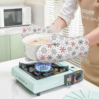 Christmas Winter Snowflake Oven Mitts and Pot Holders Set - Image 6