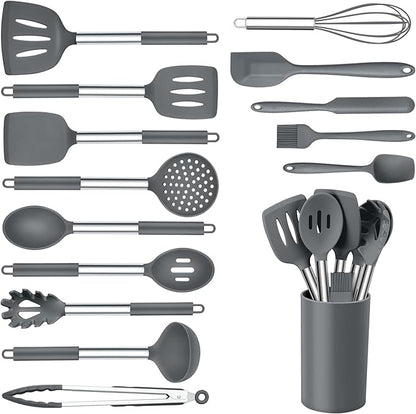 Onader Kitchen Cooking Utensils Set of 15, Silicone and Stainless Steel by Onader