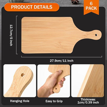 AWIZOM 6 Pcs Thicken Bamboo Cutting Board Bulk 11x5 Inch Personalized Wood - Image 2
